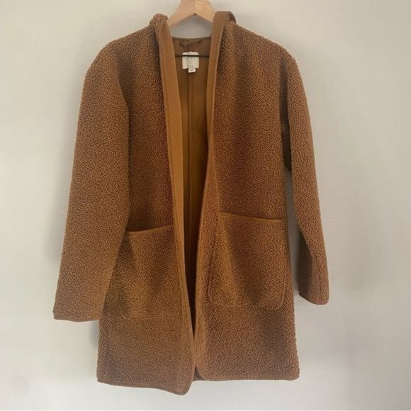 Joie Jackets & Blazers - Joie Brown Long Open Front Hooded Teddy Jacket XS